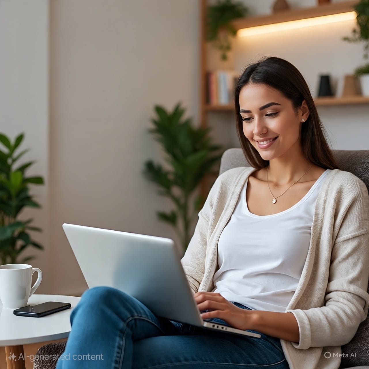 Woman getting instant cash for selling her old device